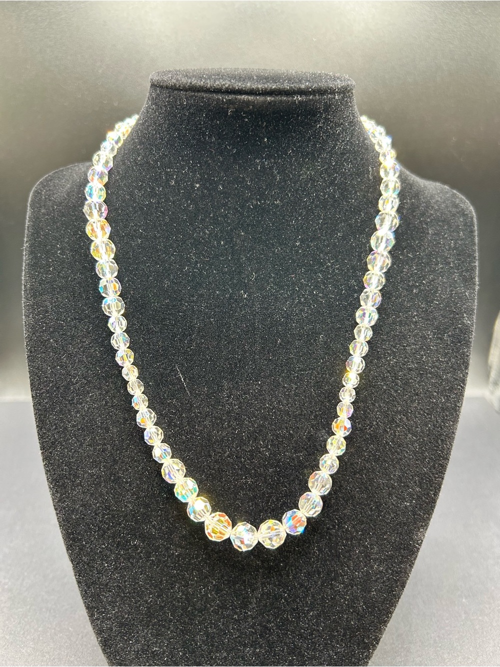 Swarovski Crystal Aurora Borealis Faceted Bead Necklace 16-18”